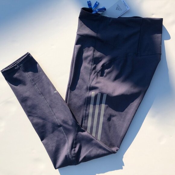 Adidas Running Primegreen Hi Waisted 7/8 Leggings Aeroready Blue + Gray Sz S NWT - Picture 1 of 14